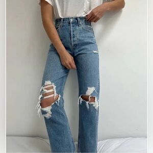Agolde 90’s Jean Distressed High Rise Straight Leg Size 24
